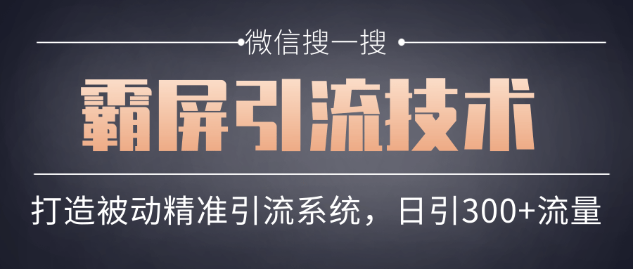 微信搜一搜霸屏引流技术，打造被动精准引流系统，轻松日引300+流量-我爱找机会 - 学习赚钱技能, 掌握各行业视频教程