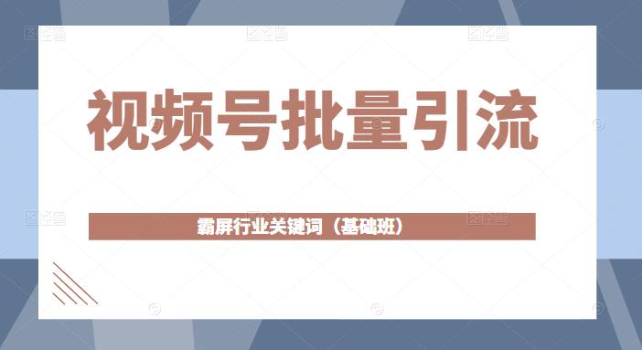 视频号批量引流，霸屏行业关键词（基础班）全面系统讲解视频号玩法-我爱找机会 - 学习赚钱技能, 掌握各行业视频教程