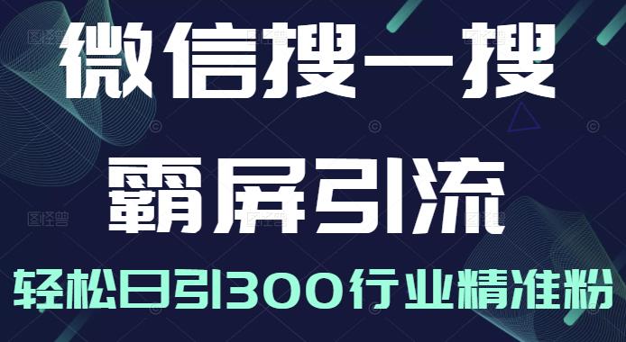 微信搜一搜霸屏引流课，打造被动精准引流系统，轻松日引300行业精准粉-我爱找机会 - 学习赚钱技能, 掌握各行业视频教程