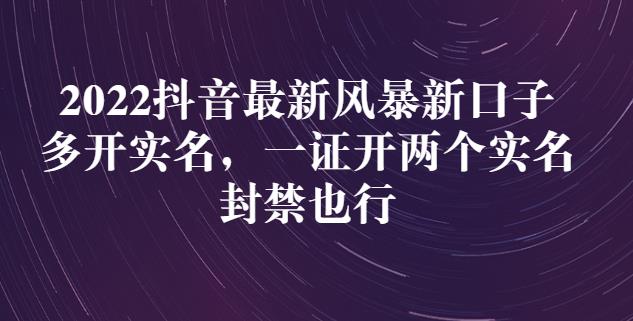 2022抖音最新风暴新口子：多开实名，一整开两个实名，封禁也行-我爱找机会 - 学习赚钱技能, 掌握各行业视频教程