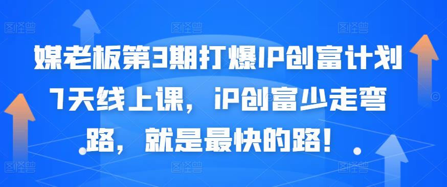 媒老板第3期打爆IP创富计划7天线上课，iP创富少走弯路，就是最快的路！-我爱找机会 - 学习赚钱技能, 掌握各行业视频教程