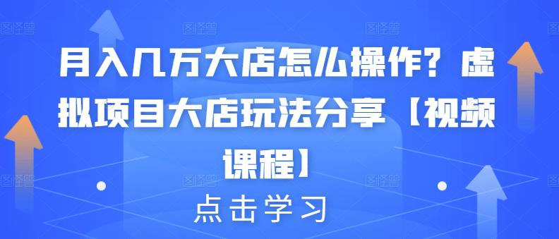 月入几万大店怎么操作？虚拟项目大店玩法分享【视频课程】-我爱找机会 - 学习赚钱技能, 掌握各行业视频教程