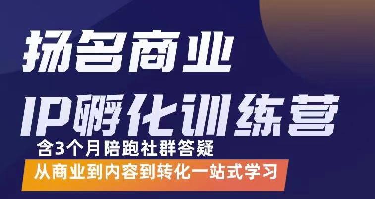 杨名商业IP孵化训练营，从商业到内容到转化一站式学 价值5980元-我爱找机会 - 学习赚钱技能, 掌握各行业视频教程