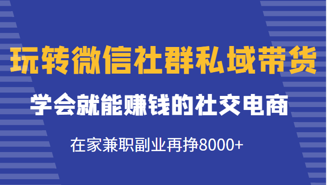 玩转微信社群私域带货，学会就能赚钱的社交电商，在家兼职副业再挣8000+-我爱找机会 - 学习赚钱技能, 掌握各行业视频教程