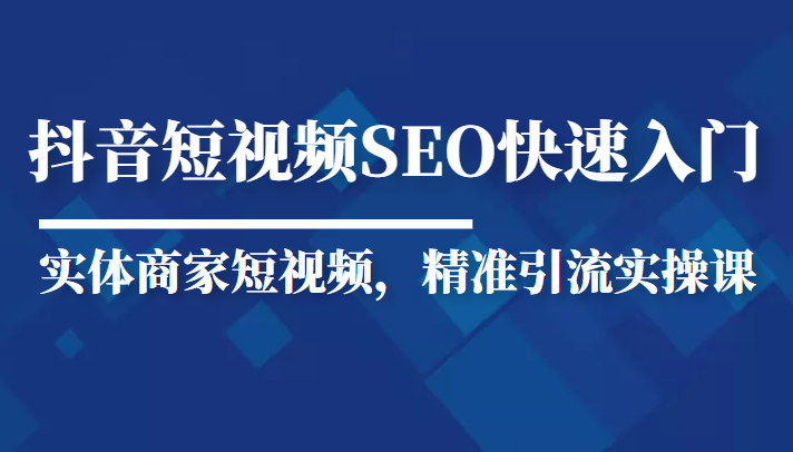 抖音短视频Seo搜索排名优化新手快速入门教程，实体商家短视频，精准引流实操课-我爱找机会 - 学习赚钱技能, 掌握各行业视频教程