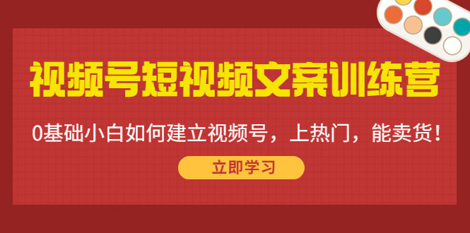 视频号短视频文案训练营：0基础小白如何建立视频号，上热门，能卖货！-我爱找机会 - 学习赚钱技能, 掌握各行业视频教程