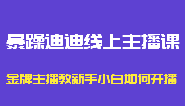 暴躁迪迪线上主播课，金牌主播教新手小白如何开播-我爱找机会 - 学习赚钱技能, 掌握各行业视频教程