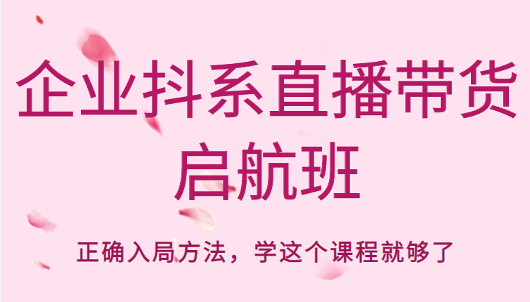 企业抖系直播带货启航班，正确入局方法，学这个课程就够了-我爱找机会 - 学习赚钱技能, 掌握各行业视频教程