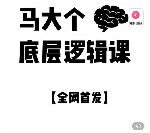 马大个·底层逻辑课，51节底层逻辑智慧课-价值1980元-我爱找机会 - 学习赚钱技能, 掌握各行业视频教程