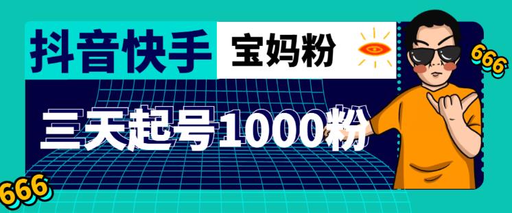 抖音快手三天起号涨粉1000宝妈粉丝的核心方法【详细玩法教程】-我爱找机会 - 学习赚钱技能, 掌握各行业视频教程