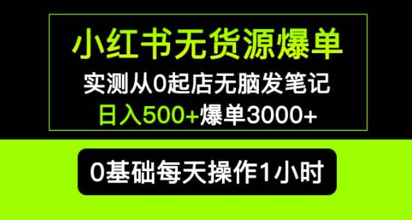 小红书无货源爆单实测从0起店无脑发笔记爆单3000+长期项目可多店-我爱找机会 - 学习赚钱技能, 掌握各行业视频教程