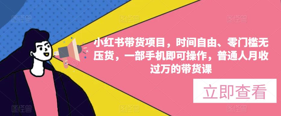 小红书带货项目，时间自由、零门槛无压货，一部手机即可操作，普通人月收过万的带货课-我爱找机会 - 学习赚钱技能, 掌握各行业视频教程