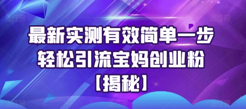 最新实测有效简单一步轻松引流宝妈创业粉【揭秘】-我爱找机会 - 学习赚钱技能, 掌握各行业视频教程