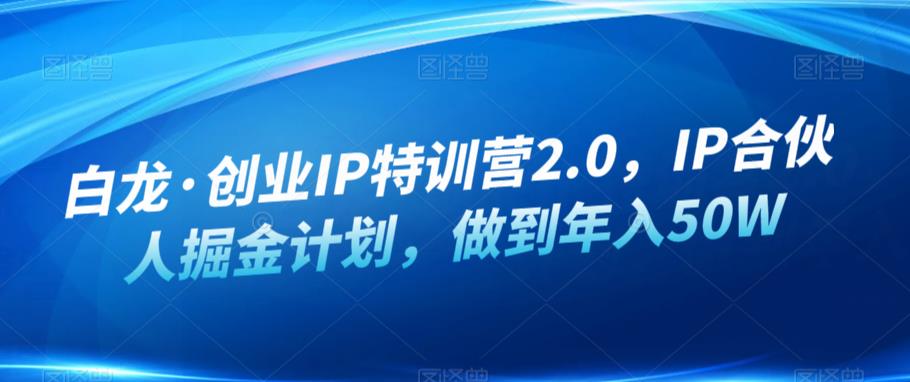 白龙·创业IP特训营2.0，IP合伙人掘金计划，做到年入50W-我爱找机会 - 学习赚钱技能, 掌握各行业视频教程