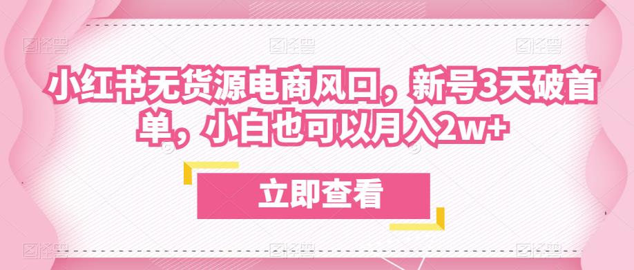 众狼电商余文小红书无货源电商风口，新号3天破首单，小白也可以月入2w+-我爱找机会 - 学习赚钱技能, 掌握各行业视频教程