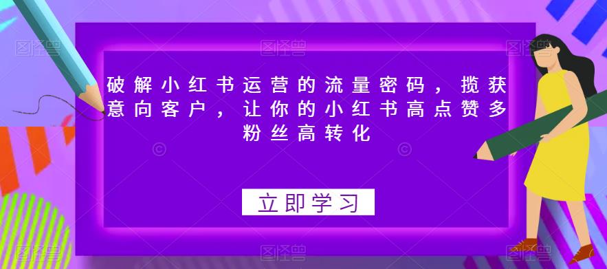 破解小红书运营的流量密码，揽获意向客户，让你的小红书高点赞多粉丝高转化-我爱找机会 - 学习赚钱技能, 掌握各行业视频教程