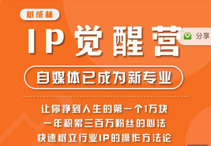 树成林·IP觉醒营，快速树立行业IP的操作方法论，让你赚到人生的第一个1万块（更新）-我爱找机会 - 学习赚钱技能, 掌握各行业视频教程