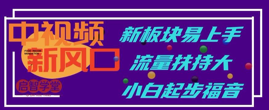 中视频新风口，新板块易上手，流量扶持大，小白起步福音【揭秘】-我爱找机会 - 学习赚钱技能, 掌握各行业视频教程