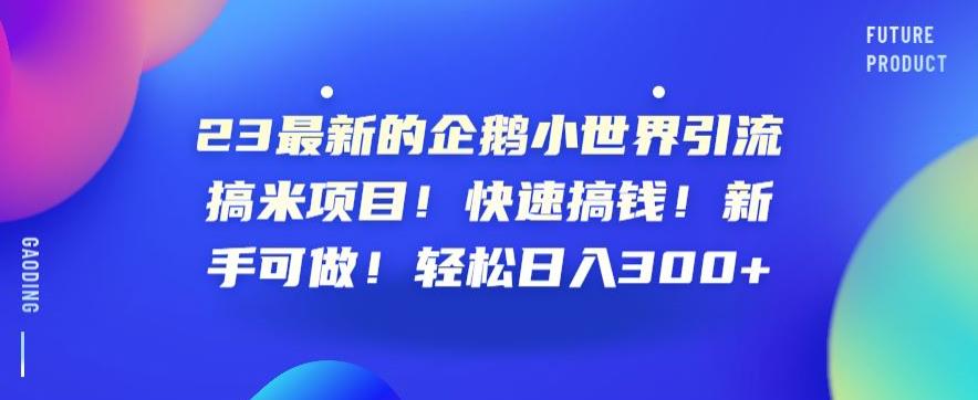 23最新的企鹅小世界引流搞米项目！快速搞钱！新手可做！轻松日入300+【揭秘】-我爱找机会 - 学习赚钱技能, 掌握各行业视频教程