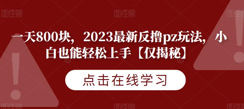 一天800块，2023最新反撸pz玩法，小白也能轻松上手【仅揭秘】-我爱找机会 - 学习赚钱技能, 掌握各行业视频教程