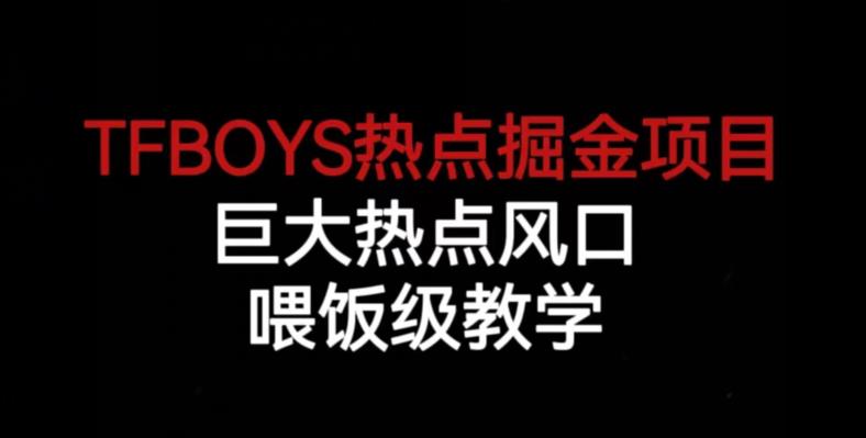 TFBOYS热点掘金项目，巨大热点风口，喂饭级教学-我爱找机会 - 学习赚钱技能, 掌握各行业视频教程