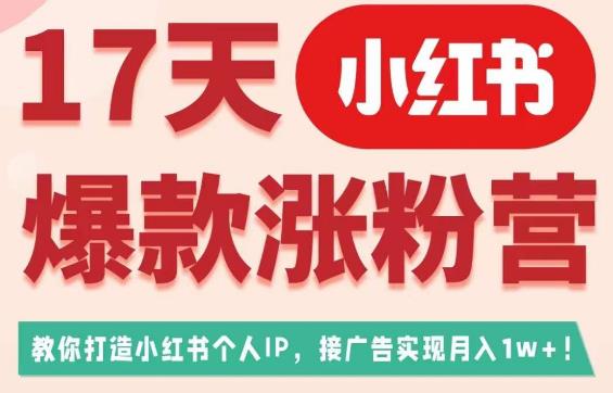 17天小红书爆款涨粉营（广告变现方向），教你打造小红书博主IP、接广告变现的-我爱找机会 - 学习赚钱技能, 掌握各行业视频教程