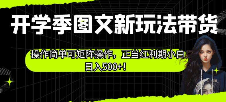 开学季图文新玩法带货，操作简单可矩阵操作，正当红利期小白日入500+！【揭秘】-我爱找机会 - 学习赚钱技能, 掌握各行业视频教程