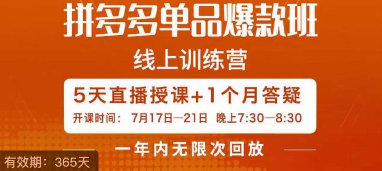 钟辰·拼多多单品爆款班，一个拼多多超级爆款养一个团队-我爱找机会 - 学习赚钱技能, 掌握各行业视频教程