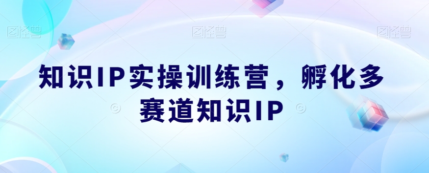 知识IP实操训练营，​孵化多赛道知识IP-我爱找机会 - 学习赚钱技能, 掌握各行业视频教程