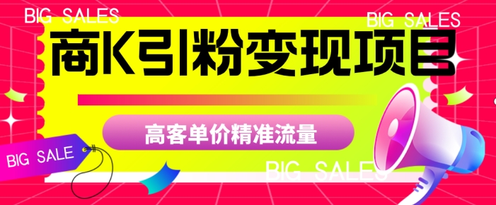 商K引粉变现项目，高客单价精准流量【揭秘】-我爱找机会 - 学习赚钱技能, 掌握各行业视频教程