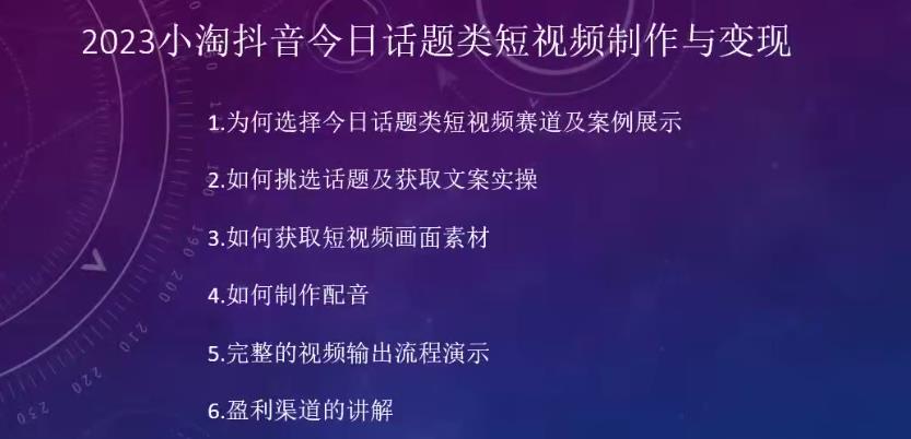 2023小淘抖音今日话题类短视频制作与变现，人人都能操作的短视频项目-我爱找机会 - 学习赚钱技能, 掌握各行业视频教程