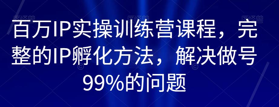 百万IP实操训练营课程，完整的IP孵化方法，解决做号99%的问题-我爱找机会 - 学习赚钱技能, 掌握各行业视频教程