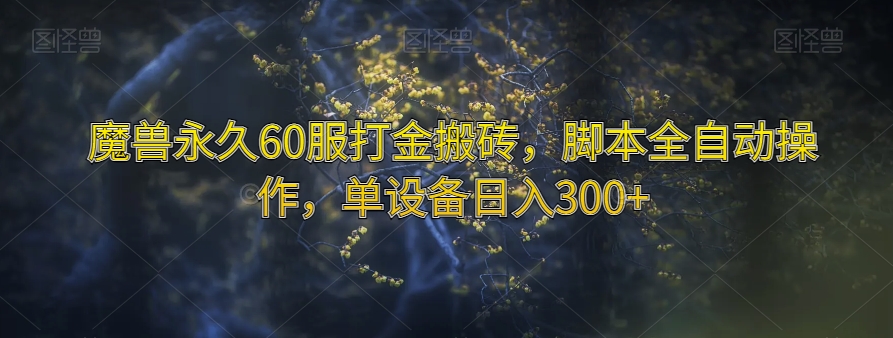 魔兽永久60服打金搬砖，脚本全自动操作，单设备日入300+【揭秘】-我爱找机会 - 学习赚钱技能, 掌握各行业视频教程