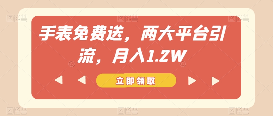 手表免费送，两大平台引流，月入1.2W【揭秘】-我爱找机会 - 学习赚钱技能, 掌握各行业视频教程