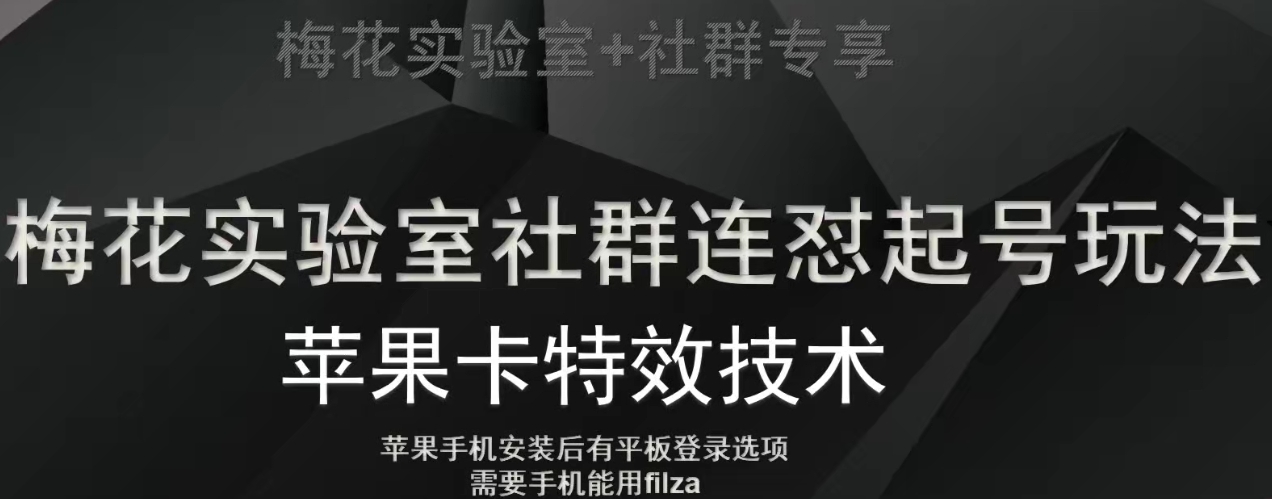 梅花实验室社群视频号连怼起号玩法，最新苹果卡特效技术-我爱找机会 - 学习赚钱技能, 掌握各行业视频教程