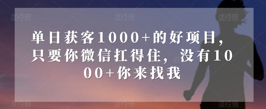 单日获客1000+的好项目，只要你微信扛得住，没有1000+你来找我【揭秘】-我爱找机会 - 学习赚钱技能, 掌握各行业视频教程