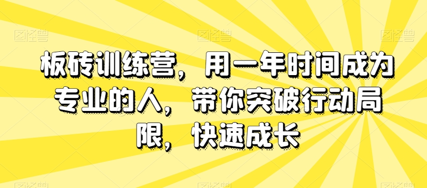 板砖训练营，用一年时间成为专业的人，带你突破行动局限，快速成长-我爱找机会 - 学习赚钱技能, 掌握各行业视频教程