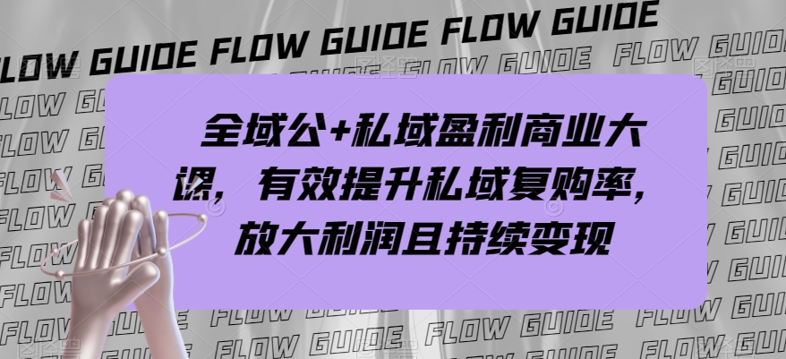 全域公+私域盈利商业大课，有效提升私域复购率，放大利润且持续变现-我爱找机会 - 学习赚钱技能, 掌握各行业视频教程