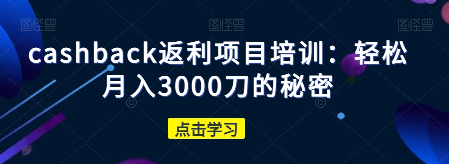 cashback返利项目培训：轻松月入3000刀的秘密-我爱找机会 - 学习赚钱技能, 掌握各行业视频教程