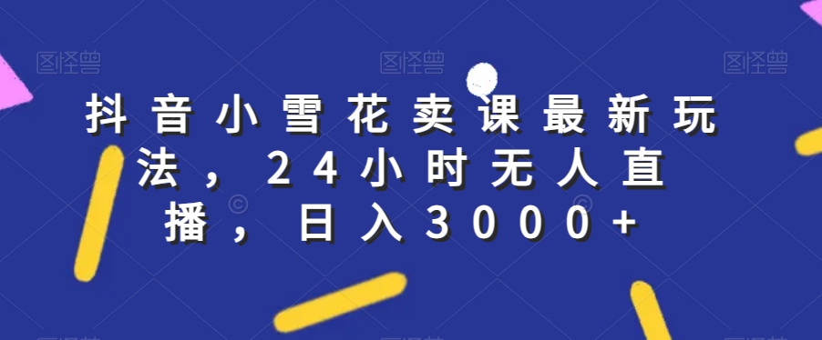 抖音小雪花卖课最新玩法，24小时无人直播，日入3000+【揭秘】-我爱找机会 - 学习赚钱技能, 掌握各行业视频教程