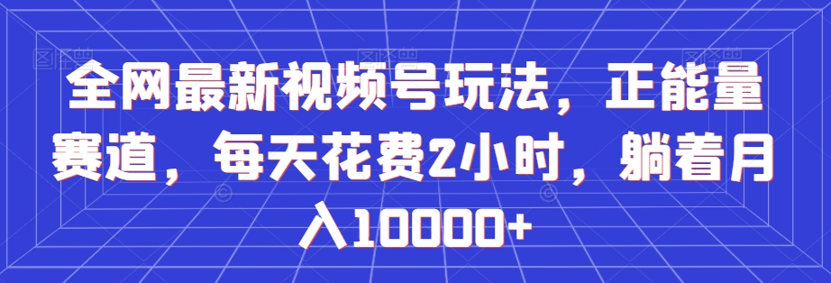 全网最新视频号玩法，正能量赛道，每天花费2小时，躺着月入10000+【揭秘】-我爱找机会 - 学习赚钱技能, 掌握各行业视频教程