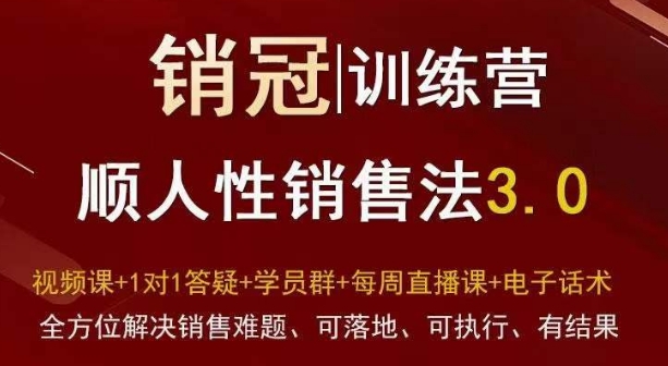 爆款！销冠训练营3.0之顺人性销售法，全方位解决销售难题、可落地、可执行、有结果-我爱找机会 - 学习赚钱技能, 掌握各行业视频教程