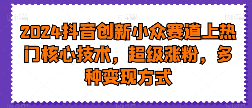 2024抖音创新小众赛道上热门核心技术，超级涨粉，多种变现方式【揭秘】-我爱找机会 - 学习赚钱技能, 掌握各行业视频教程