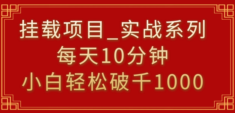 挂载项目，小白轻松破1000，每天10分钟，实战系列保姆级教程【揭秘】-我爱找机会 - 学习赚钱技能, 掌握各行业视频教程