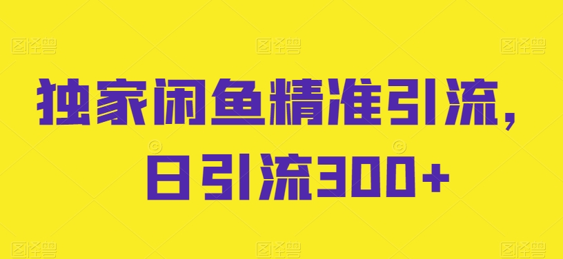 独家闲鱼精准引流，日引流300+【揭秘】-我爱找机会 - 学习赚钱技能, 掌握各行业视频教程