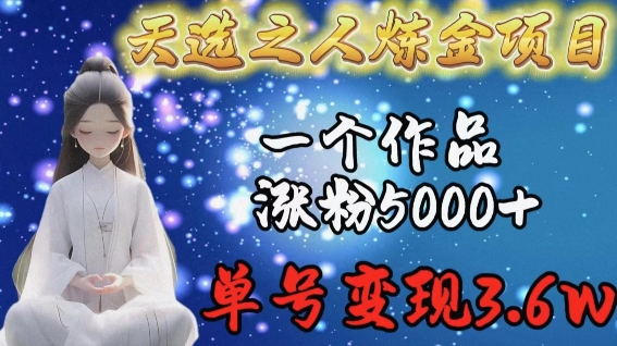 天选之人炼金项目，一个作品涨粉5000+，单号变现3.6w【揭秘】-我爱找机会 - 学习赚钱技能, 掌握各行业视频教程