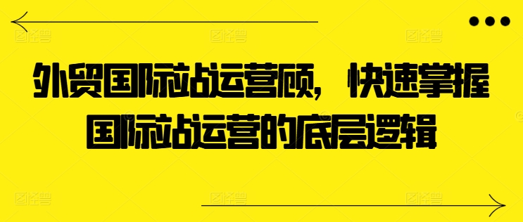 外贸国际站运营顾问，快速掌握国际站运营的底层逻辑-我爱找机会 - 学习赚钱技能, 掌握各行业视频教程