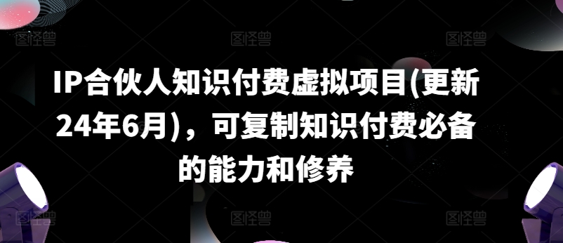 IP合伙人知识付费虚拟项目(更新24年6月)，可复制知识付费必备的能力和修养-我爱找机会 - 学习赚钱技能, 掌握各行业视频教程