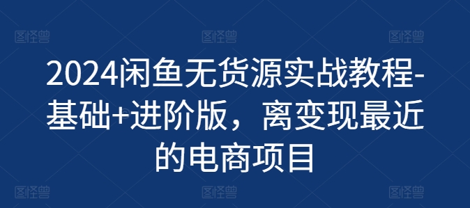 2024闲鱼无货源实战教程-基础+进阶版，离变现最近的电商项目-我爱找机会 - 学习赚钱技能, 掌握各行业视频教程