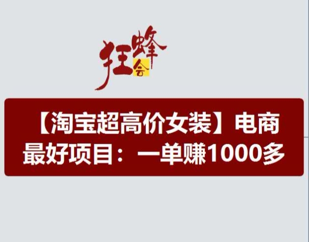 淘宝超高价女装项目，电商最好赛道，一单赚1000多-我爱找机会 - 学习赚钱技能, 掌握各行业视频教程